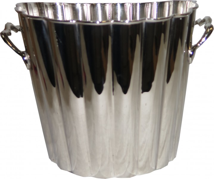 Luxus Messing Champagnerkühler mit Tragegriffen Silber 22,5 x 19,5 x H