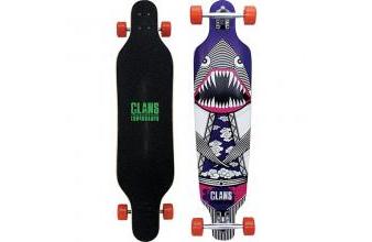 Clans Beginner Longboard Flying Dinoshark Purple 40.0 x 9.5 inch