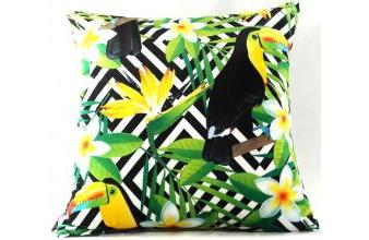 Casa Padrino Luxus Kissen California Parrots & Flowers Mehrfarbig 45 x H. 45 cm - Luxus Kollektion