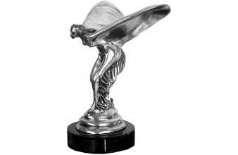 Luxus Bronzefigur Lady with Wings Silber / Schwarz 15 x 17 x H. 21 cm - Versilberte Bronze Skulptur 