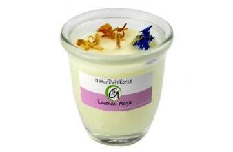 Natur DuftKerze Lavendel Magie mit reinen ätherischen Ölen & Pflanzenwachs 110g