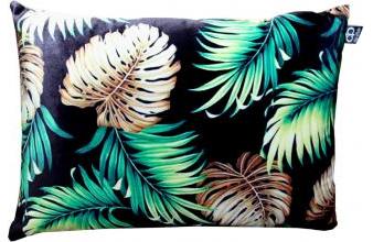 Luxus Samtkissen San Francisco Palm Leaves Schwarz / Mehrfarbig 55 x H. 35 cm - Deko Kissen mit feinstem Samtstoff