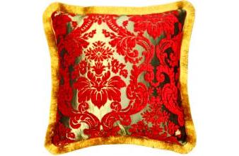 Luxus Kissen Pompöös by Casa Padrino von Harald Glööckler Elegance Collection Barock Muster Rot / Gold 50 x 50 cm - Luxus Accessoires