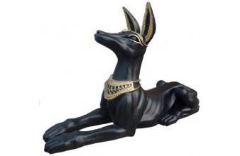 Wetterbeständige Dekofigur Anubis Hund Schwarz / Gold 122 x H. 52 cm - Deko Skulptur