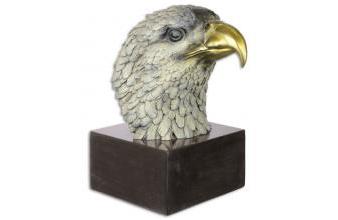 Adler Kopf Bronzefigur mit Marmorsockel Mehrfarbig / Schwarz 19,6 x 28 x H. 31,3 cm - Bronze Skulptur
